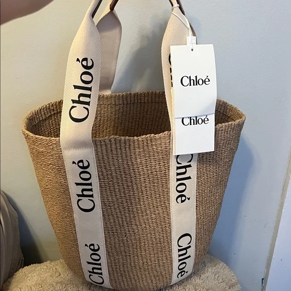 NWT Chloé Tan Woven Tote Bag - Picture 3 of 3